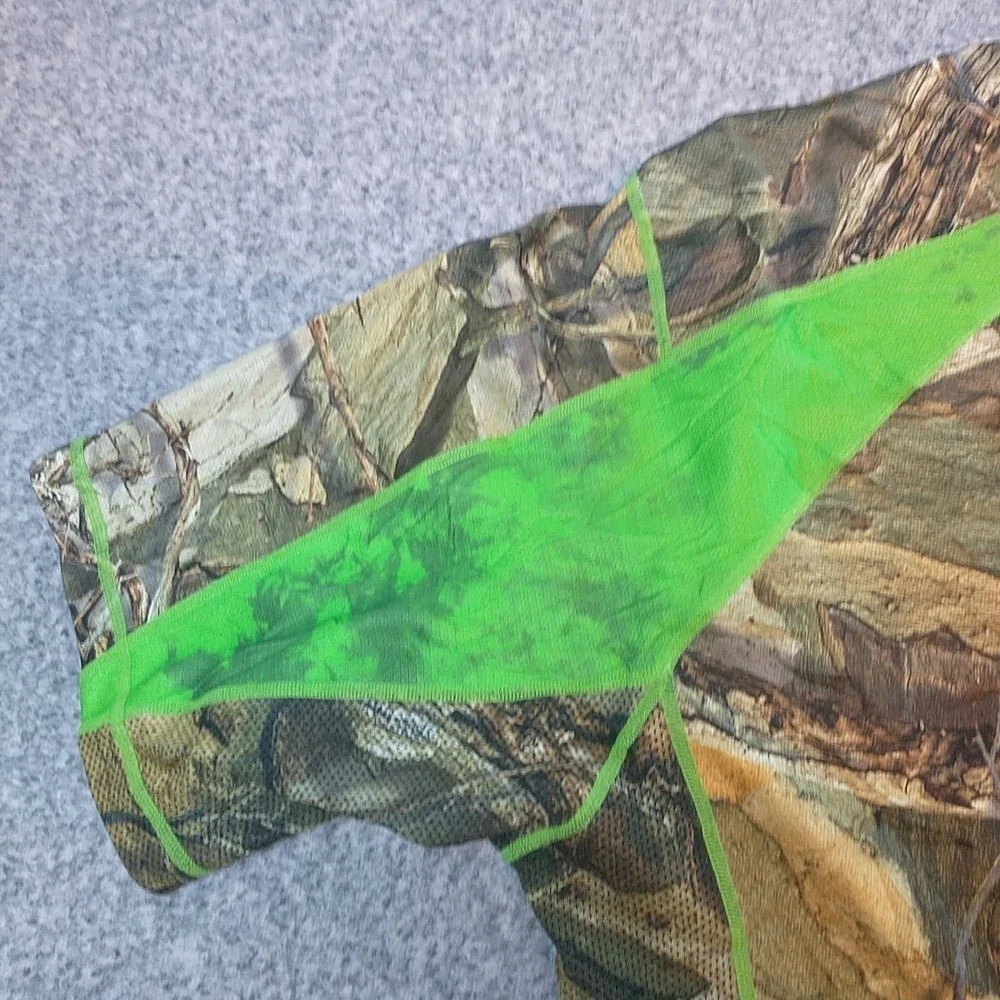 Monster Camo Mens 2XL Performance T-Shirt Real Tree Camouflage Neon Green Mesh